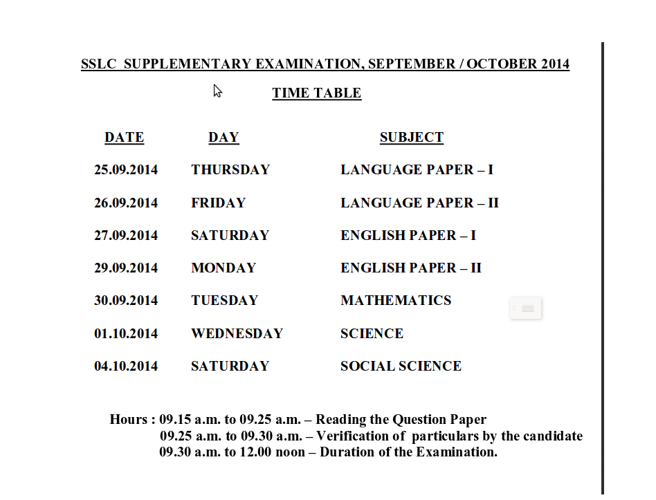 sslc exam time table 2016 pdf